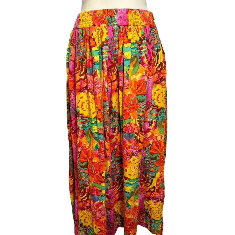 90s Floral Maxi Skirt Vintage Colorful Boho Cottagecore Size: Medium - Picture 2 of 6